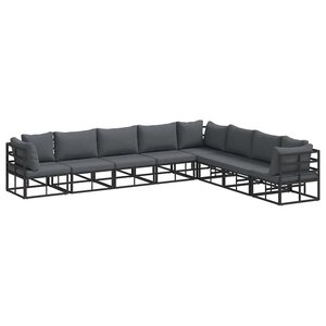 vidaXL Ensemble de canapé de jardin avec coussin 8 Pièces Noir Aluminium