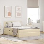 vidaXL Lit de rangement LED avec matelas Crème 140 x 190 cm Tissu