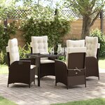 vidaXL Ensemble de salle à manger de jardin 5 pièces avec coussins marron en poly rattan
