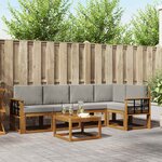 vidaXL Ensemble de canapés d'extérieur 6 pc Gris Naturel et Clair