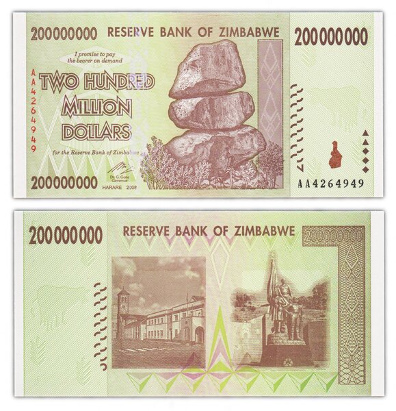 Billet de collection 200 000 000 dollars 2008 zimbabwe - neuf - p81 - 200 millions