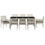 Ensemble de salle à manger de jardin 9 pièces vidaXL en poly rattan gris clair
