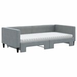 vidaXL Lit de jour avec gigogne et matelas gris clair 100x200 cm tissu