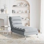 vidaXL Chaise longue de massage avec coussins gris clair tissu