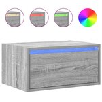 vidaXL Tables de chevet murales avec lumières LED 2 Pièces sonoma gris