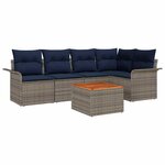 vidaXL Ensemble de canapé de jardin avec coussin 6 Pièces Gris polyrotin
