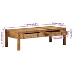 vidaXL Table basse 110x55x35 cm Bois massif récupéré