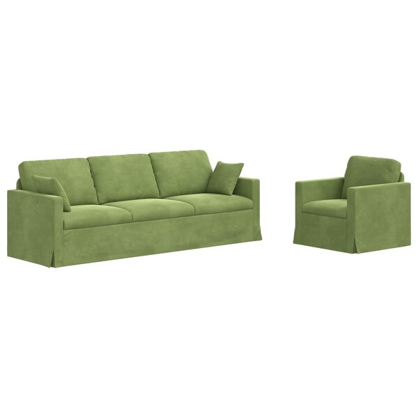 vidaXL Ensemble de Canapés 2 Pièces Vert clair 228 x 78 x 80 cm Velours