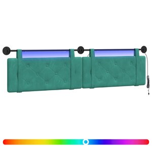 vidaXL Tête de lit suspendue Avec lumière LED Turquoise Velours