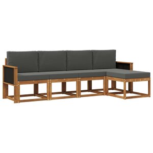 vidaXL Ensemble de canapés d'extérieur 5 Pièces Naturel et Anthracite