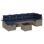 vidaXL Ensemble de canapé de jardin avec coussin 8 Pièces Gris Poly rotin