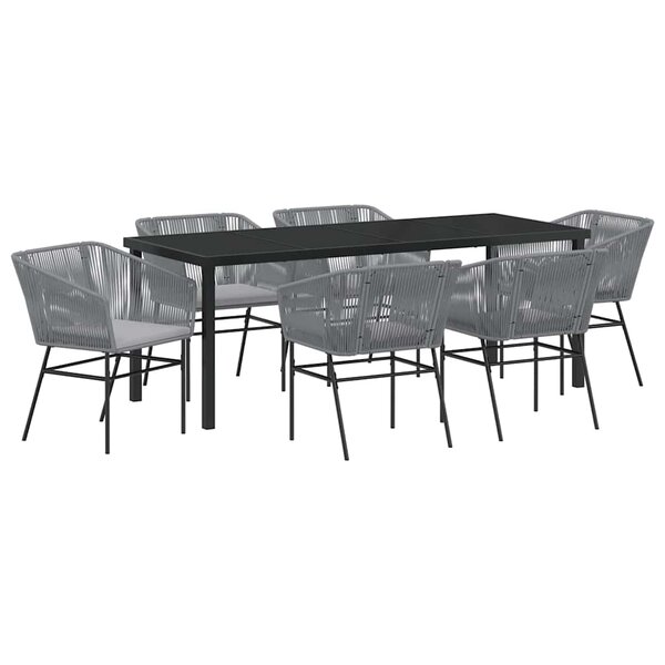 vidaXL Ensemble de salle à manger pour jardin 7 pc Gris