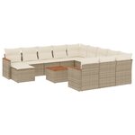 vidaXL Salon de jardin avec coussins 13 Pièces beige résine tressée
