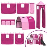 vidaXL Lit mezzanine pour enfants Blanc et rose 79 5 x 200 cm Métал