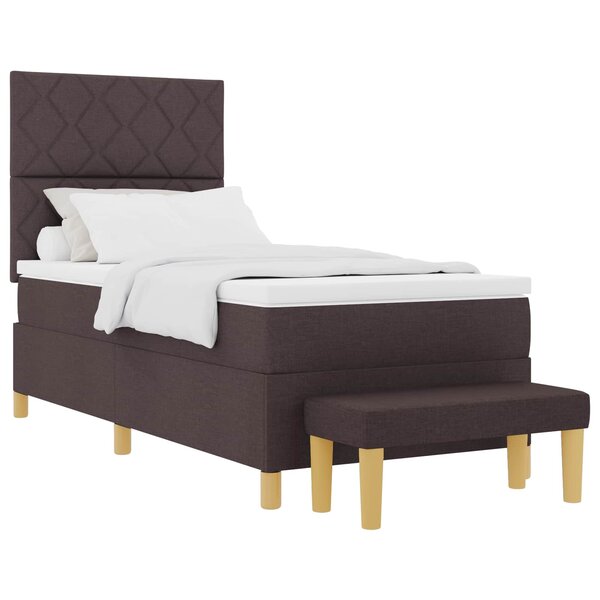 vidaXL Lit à ressorts avec coussin Marron foncé 200 x 100 cm tissu