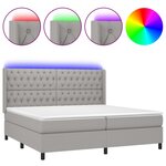 vidaXL Sommier à lattes de lit matelas LED Gris clair 200x200 cm Tissu