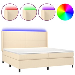 vidaXL Sommier à lattes de lit matelas LED Crème 200x200 cm Tissu