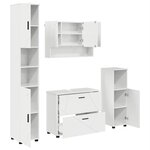 vidaXL Ensemble de mobilier de salle de bain 4 Pièces Blanc brillant