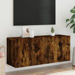 vidaXL Meuble TV mural chêne fumé 100x30x41 cm