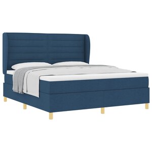 vidaXL Lit à ressorts avec matelas Bleu 200 x 180 cm tissu