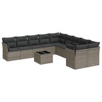 vidaXL Salon de jardin 11 Pièces avec coussins gris résine tressée