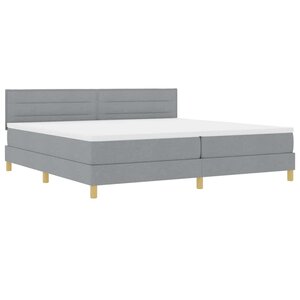 vidaXL Lit à ressort LED avec bandes LED Gris clair 200 x 200 cm tissu