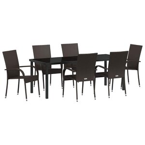 vidaXL Ensemble de salle à manger pour jardin 7 Pièces Marron
