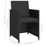 vidaXL Mobilier à dîner de jardin 6Pièces et coussins Résine tressée Noir