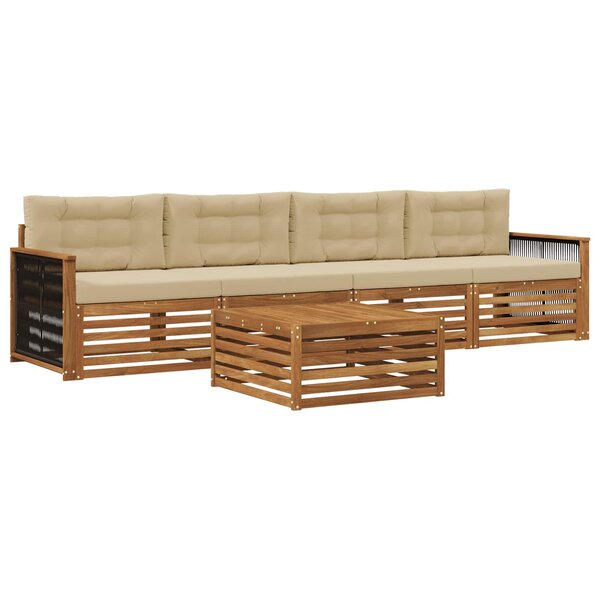 vidaXL Ensemble de canapés d'extérieur 5 pc Naturel et Beige
