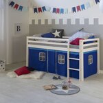 Lit bleu mi-haut 90x200 cm avec sommier matelas