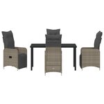 vidaXL Set de salle à manger de jardin de 5 pièces avec coussins gris en rattan poly