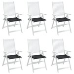 vidaXL Coussins de chaise jardin lot de 6 noir 50x50x3 cm tissu oxford