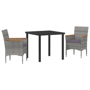 vidaXL Ensemble de salle à manger pour jardin 3 Pièces Gris Poly rotin