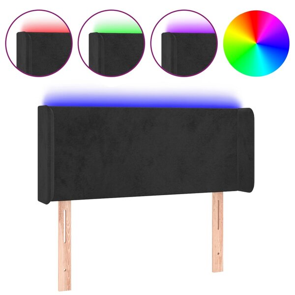 vidaXL Tête de lit à LED Noir 103x16x78/88 cm Velours