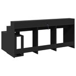 Bureau table poste de travail meuble d'ordinateur informatique étude avec lumières LED 200 x 104 x 91 cm bois d'ingénierie noir 02_0023432