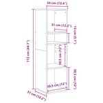 vidaXL Bibliothèque gris béton 34x31x112 cm bois d'ingénierie