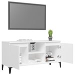 vidaXL Meuble TV avec pieds en métal Blanc 103 5x35x50 cm