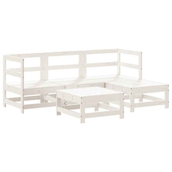 vidaXL Salon de jardin 5 Pièces blanc bois massif de pin