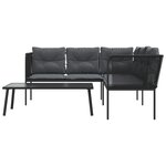 vidaXL Ensemble de canapés de jardin et coussins noir acier textilène