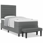 vidaXL Lit à ressorts avec matelas Gris foncé 100 x 200 cm tissu