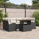 vidaXL Ensemble de Canapé de Jardin 7 Pièces avec Coussins Noir Poly Rattan