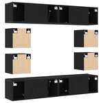 vidaXL Set de meuble TV 6 pièces   bois d'ingénierie chêne noir  à accrocher au mur.