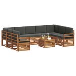 vidaXL Ensemble de canapés d'extérieur 10 pc Naturel et Anthracite
