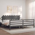 vidaXL Cadre de lit sans matelas gris 200x200 cm bois massif