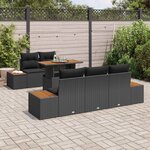 vidaXL Ensemble de canapé de jardin 6 Pièces Noir Poly rotin