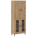vidaXL Haut Armoire 2 Pièces Bois Ancien Bois Aggloméré et Verre