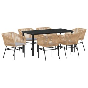 vidaXL Ensemble de salle à manger pour jardin 7 Pièces Marron