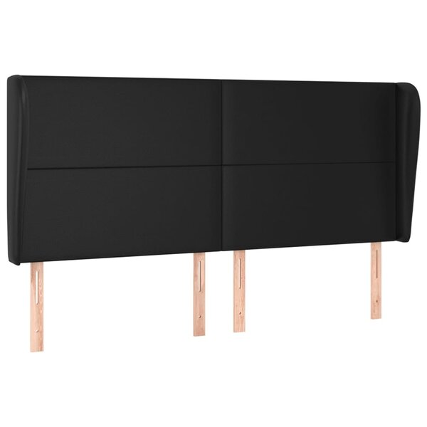vidaXL Tête de lit avec oreilles Noir 203x23x118/128 cm Similicuir