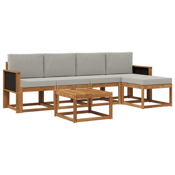 vidaXL Ensemble de canapés d'extérieur 6 pc Naturel et gris clair