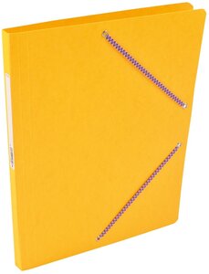 Chemise Carte Lustée simple 24 x 32 cm avec élastiques et étiquette de dos Jaune COUTAL